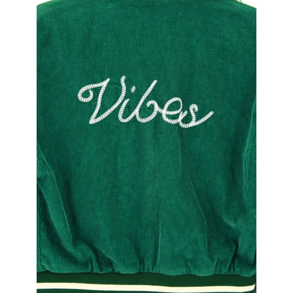 BDG Urban Outfitters Green Corduroy Varsity Jacket Mushroom Vibes Small NWT - Picture 4 of 10